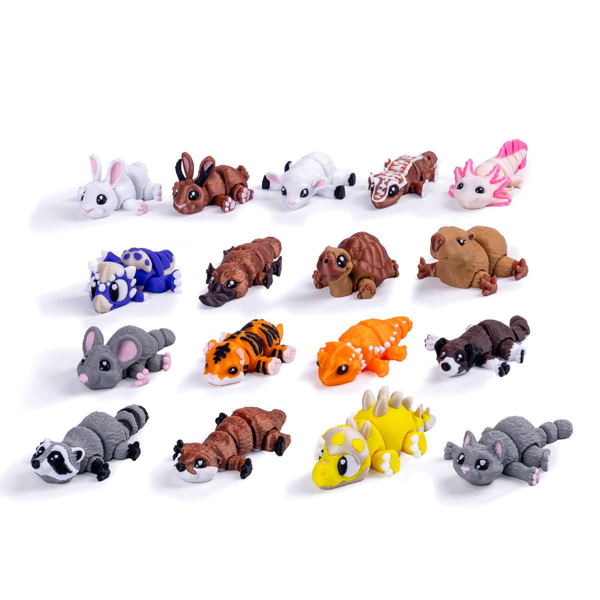 60 Pcs Mini 3D Printed Animals Figurines Set，3D Printed Animals for Office Desk Decor, Party Favors Gift Flexible Articulated Fidget Brand: Cuteseven