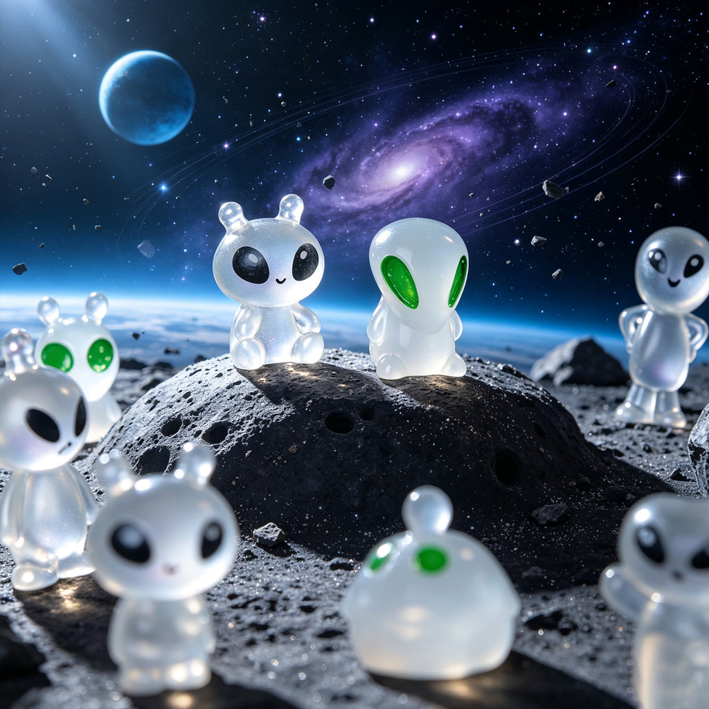 60 Pcs Green Alien Glow in The Dark Cute Mini Figures Space Party Favors Funny UFO Sci-fi Space Party Favors Boxes Treasure Miniature Garden Landscape Decor Desk Collectible