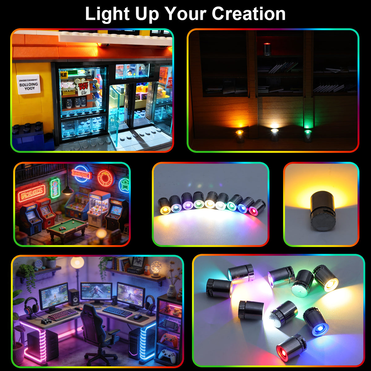 64PCS Mini Led Light for Dollhouse 8 Colors Mini Dollhouse lightingtiny,Tiny led Light for Handcraft,Small Tiny Decoration Lights for Balloons,Party Decoration (Colorful)